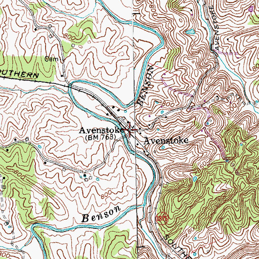 Topographic Map of Avenstoke, KY