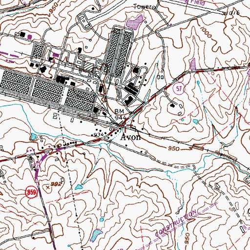 Topographic Map of Avon, KY