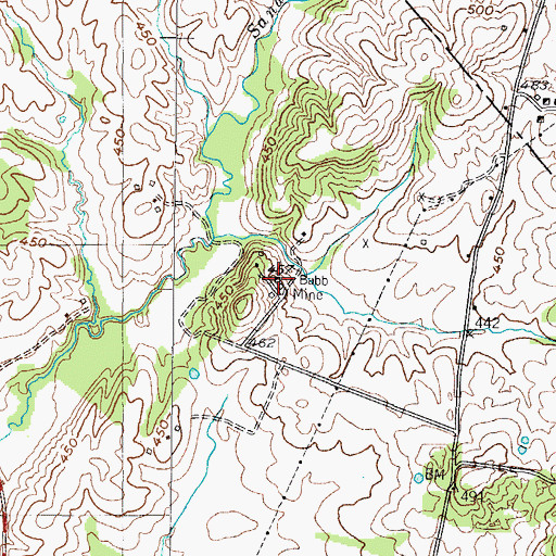 Topographic Map of Babb Mine, KY