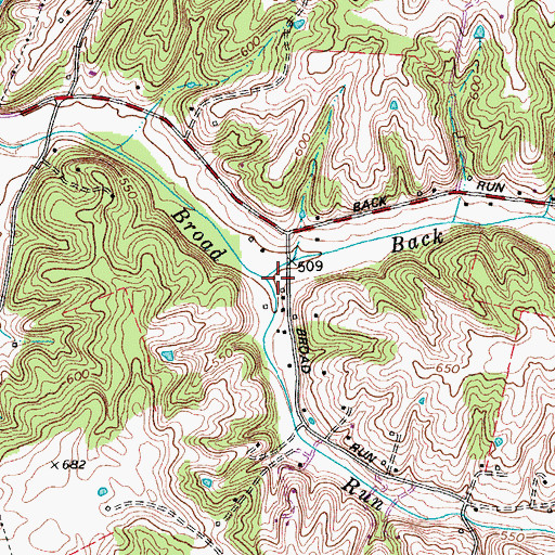 Topographic Map of Back Run, KY