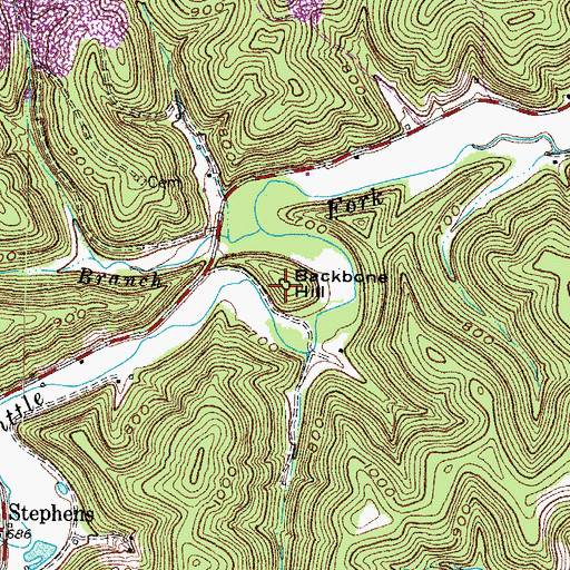 Topographic Map of Backbone Hill, KY