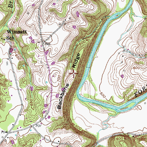 Topographic Map of Backbone Ridge, KY