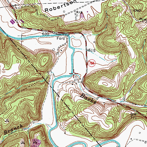 Topographic Map of Backs Branch, KY