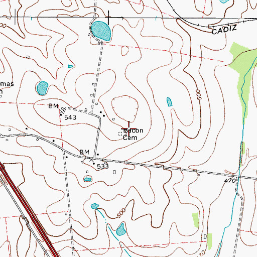 Topographic Map of Bacon Cemetery, KY