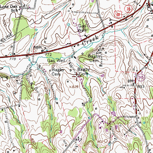 Topographic Map of Bagby Cemetery, KY