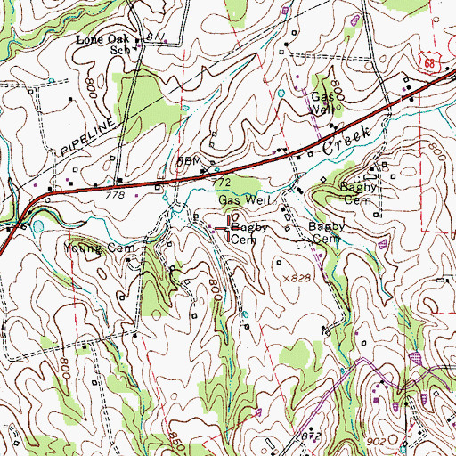 Topographic Map of Bagby Cemetery, KY