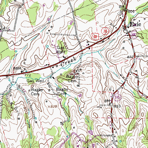Topographic Map of Bagby Cemetery, KY