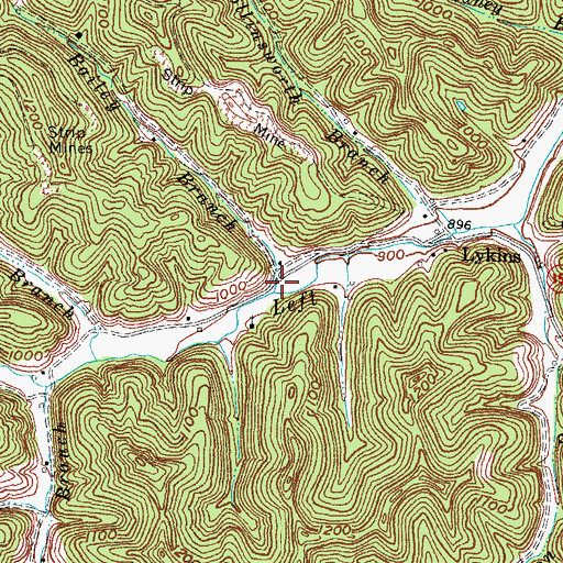 Topographic Map of Bailey Branch, KY