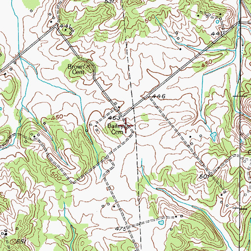 Topographic Map of Bailey Cemetery, KY