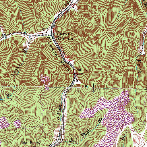 Topographic Map of Bailey Cemetery, KY