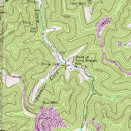 Topographic Map of Bailey Cemetery, KY