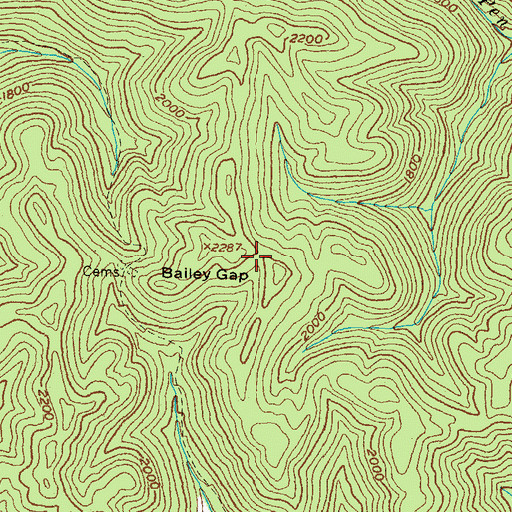 Topographic Map of Bailey Gap, KY