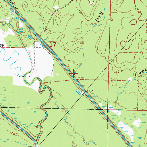 Topographic Map of Dry Branch, AR