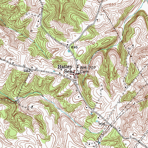 Topographic Map of Bailey School, KY