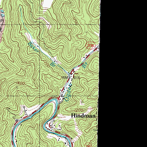Topographic Map of Baker Branch, KY