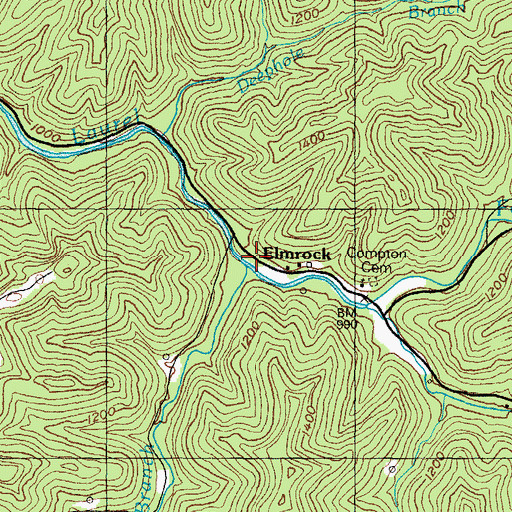 Topographic Map of Baker Branch, KY