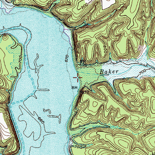 Topographic Map of Baker Branch, KY