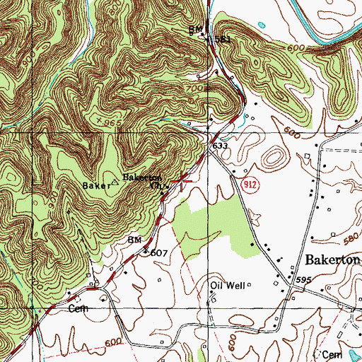 Topographic Map of Bakerton School, KY