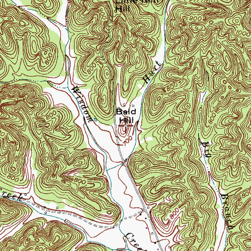 Topographic Map of Bald Hill, KY