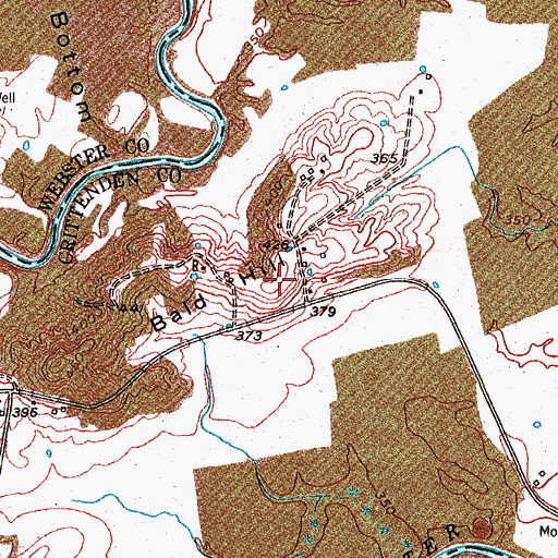 Topographic Map of Bald Hill, KY