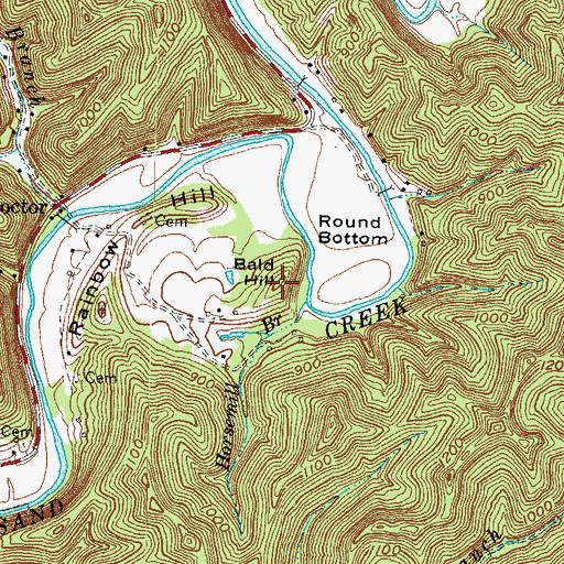 Topographic Map of Bald Hill, KY
