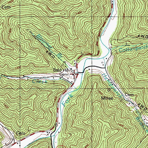 Topographic Map of Bald Hill Cemetery, KY