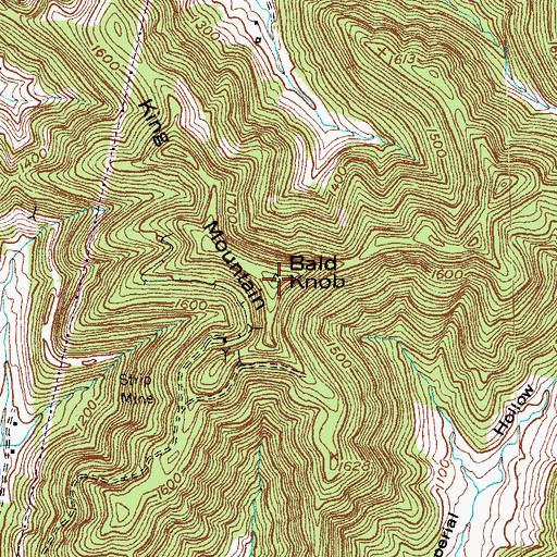 Topographic Map of Bald Knob, KY