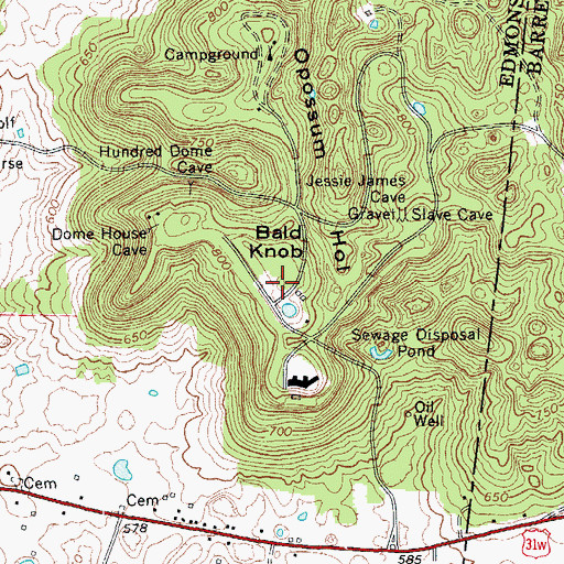 Topographic Map of Bald Knob, KY
