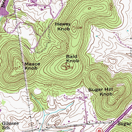 Topographic Map of Bald Knob, KY