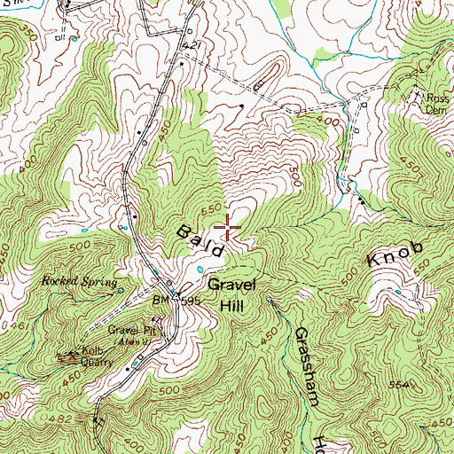 Topographic Map of Bald Knob, KY