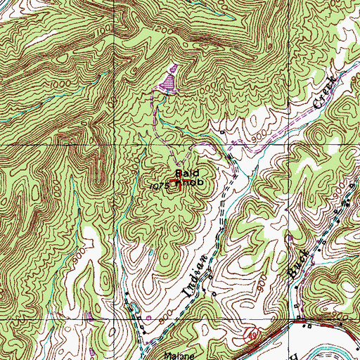Topographic Map of Bald Knob, KY