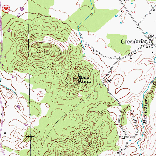 Topographic Map of Bald Knob, KY