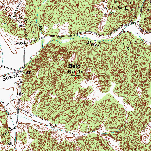 Topographic Map of Bald Knob, KY