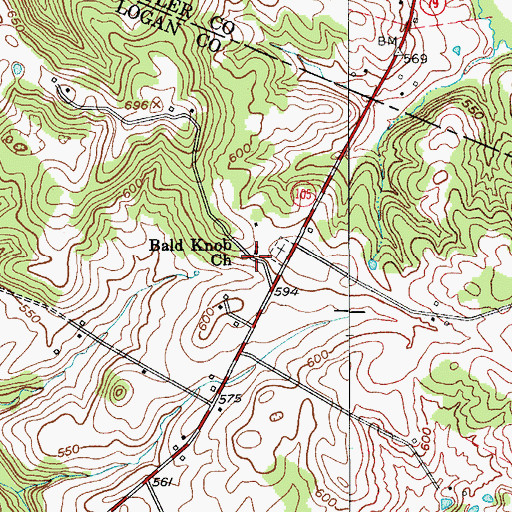 Topographic Map of Bald Knob Church, KY