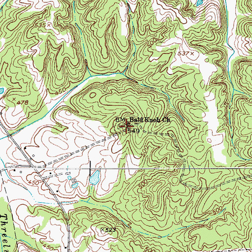 Topographic Map of Bald Knob Church, KY