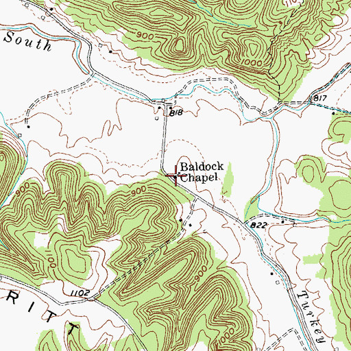Topographic Map of Baldock Chapel, KY