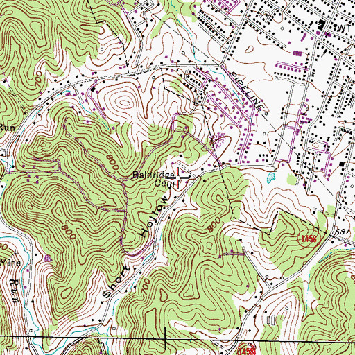 Topographic Map of Baldridge Cemetery, KY