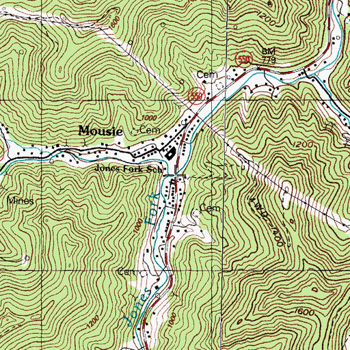 Topographic Map of Ball Branch, KY