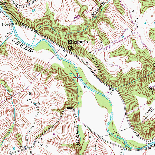 Topographic Map of Ball Branch, KY