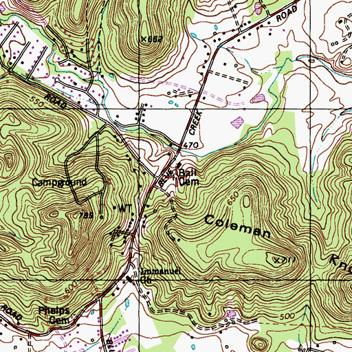 Topographic Map of Ball Cemetery, KY