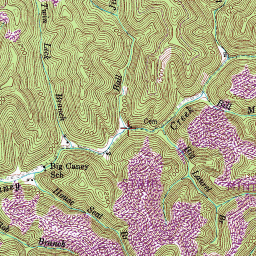 Topographic Map of Ball Jim Branch, KY