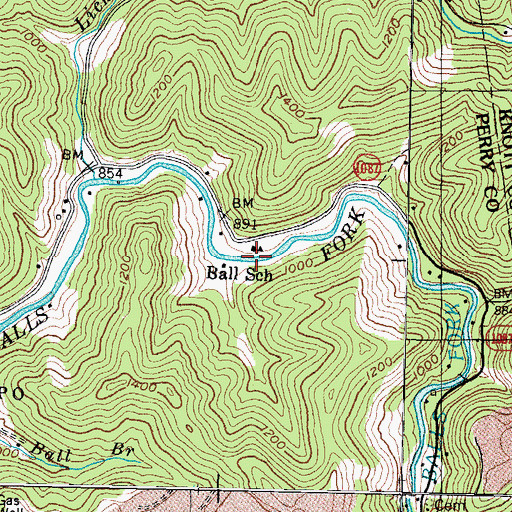 Topographic Map of Ball School, KY
