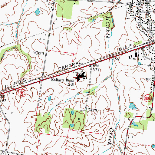 Topographic Map of Ballard Memorial School, KY
