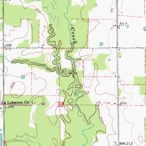 Topographic Map of Dry Branch, AR