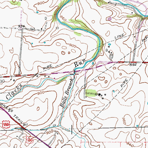 Topographic Map of Balls Branch, KY