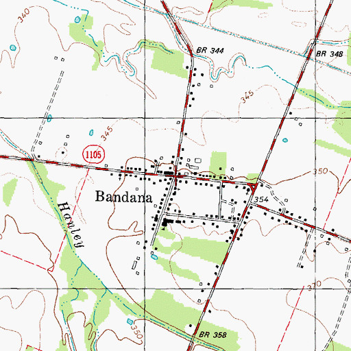 Topographic Map of Bandana, KY