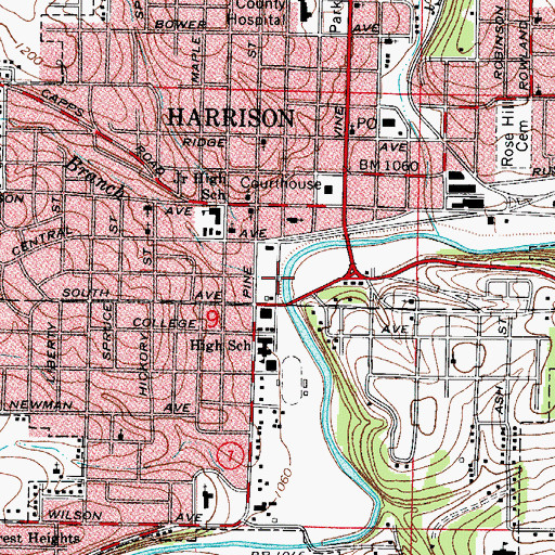 Topographic Map of Dry Branch, AR