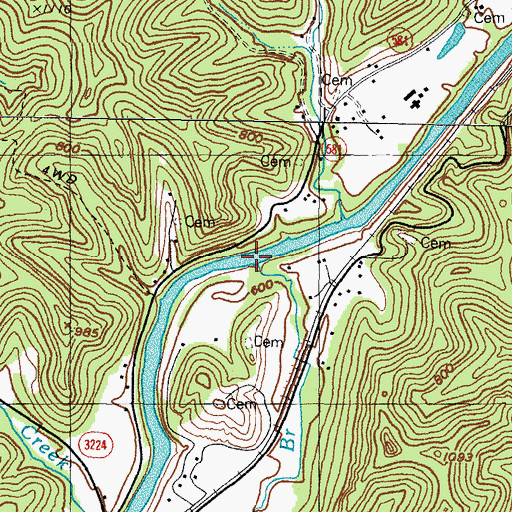 Topographic Map of Banjo Branch, KY