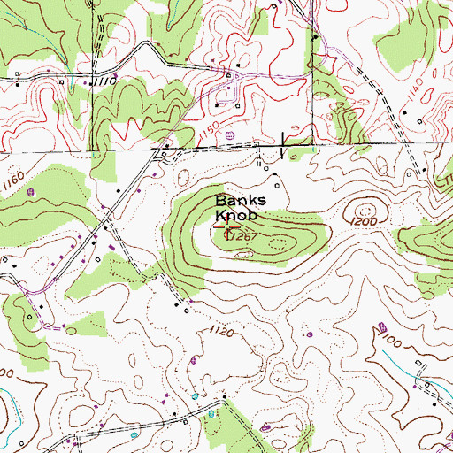 Topographic Map of Banks Knob, KY