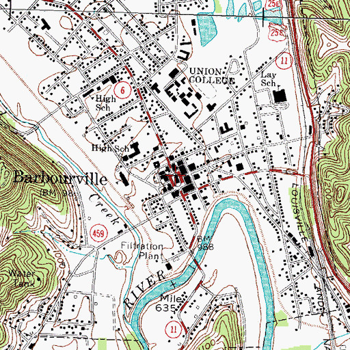 Topographic Map of Barbourville, KY